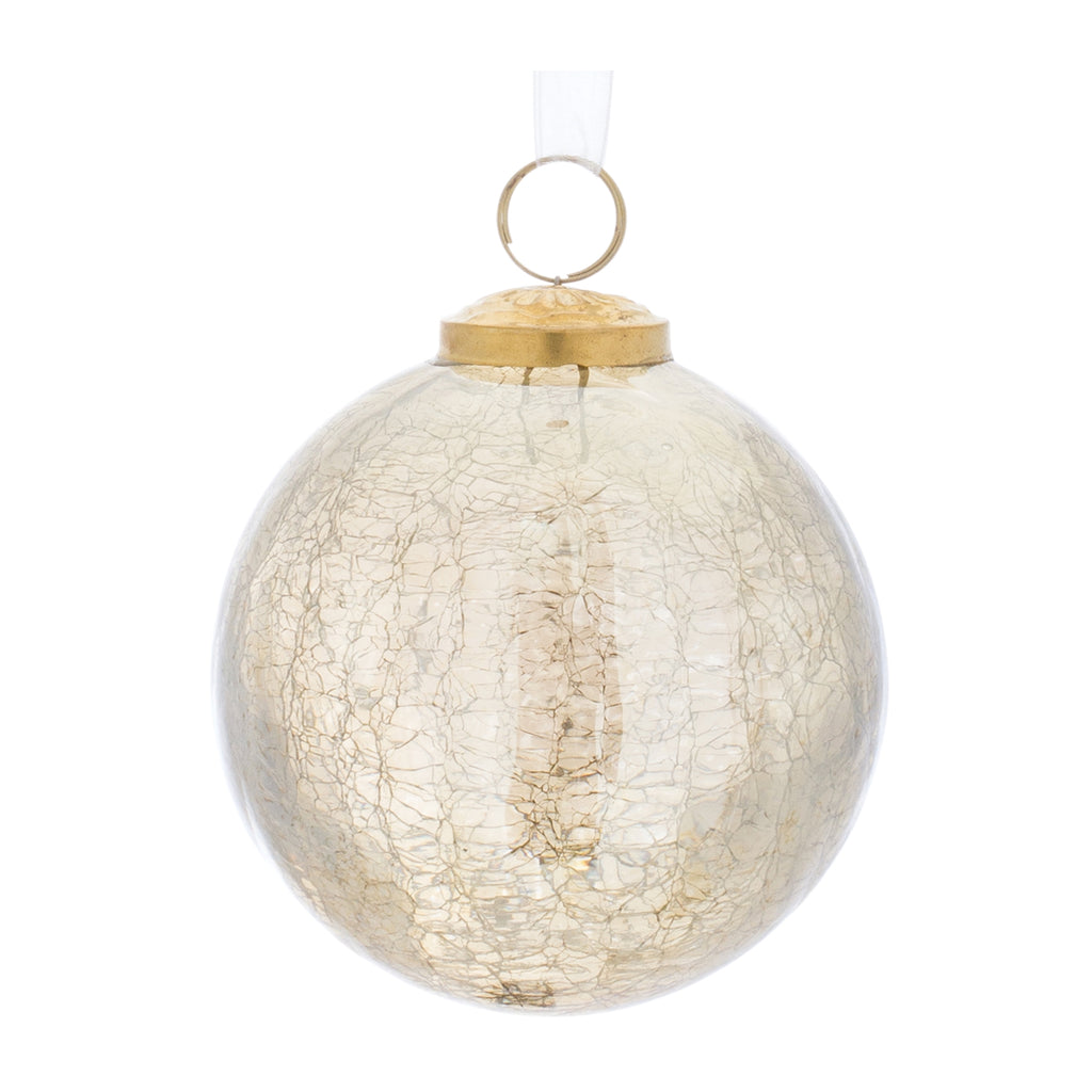 Champagne Crackle Glass Ornament (Set of 6)