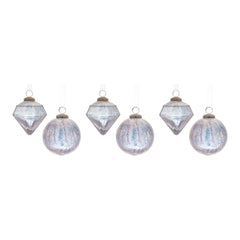 Blue Crackle Glass Ornament (Set of 6)