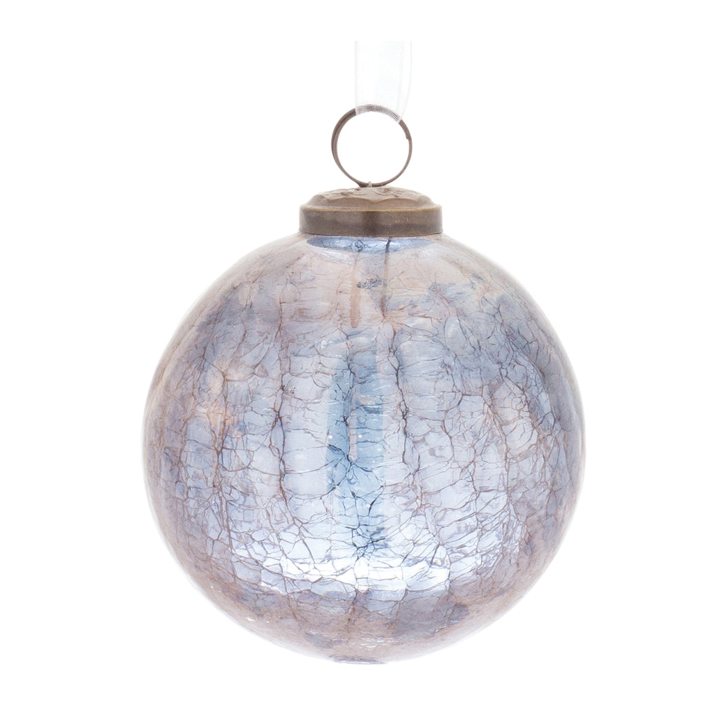Blue Crackle Glass Ornament (Set of 6)
