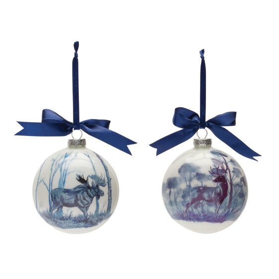Woodland Deer and Moose Ball Ornament, Set of 6