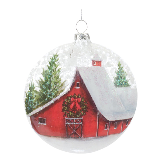 Frosted-Barn-Ball-Ornament,-Set-of-12-Ornaments