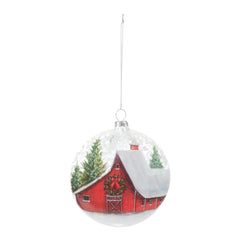 Frosted Barn Ball Ornament (Set of 12)
