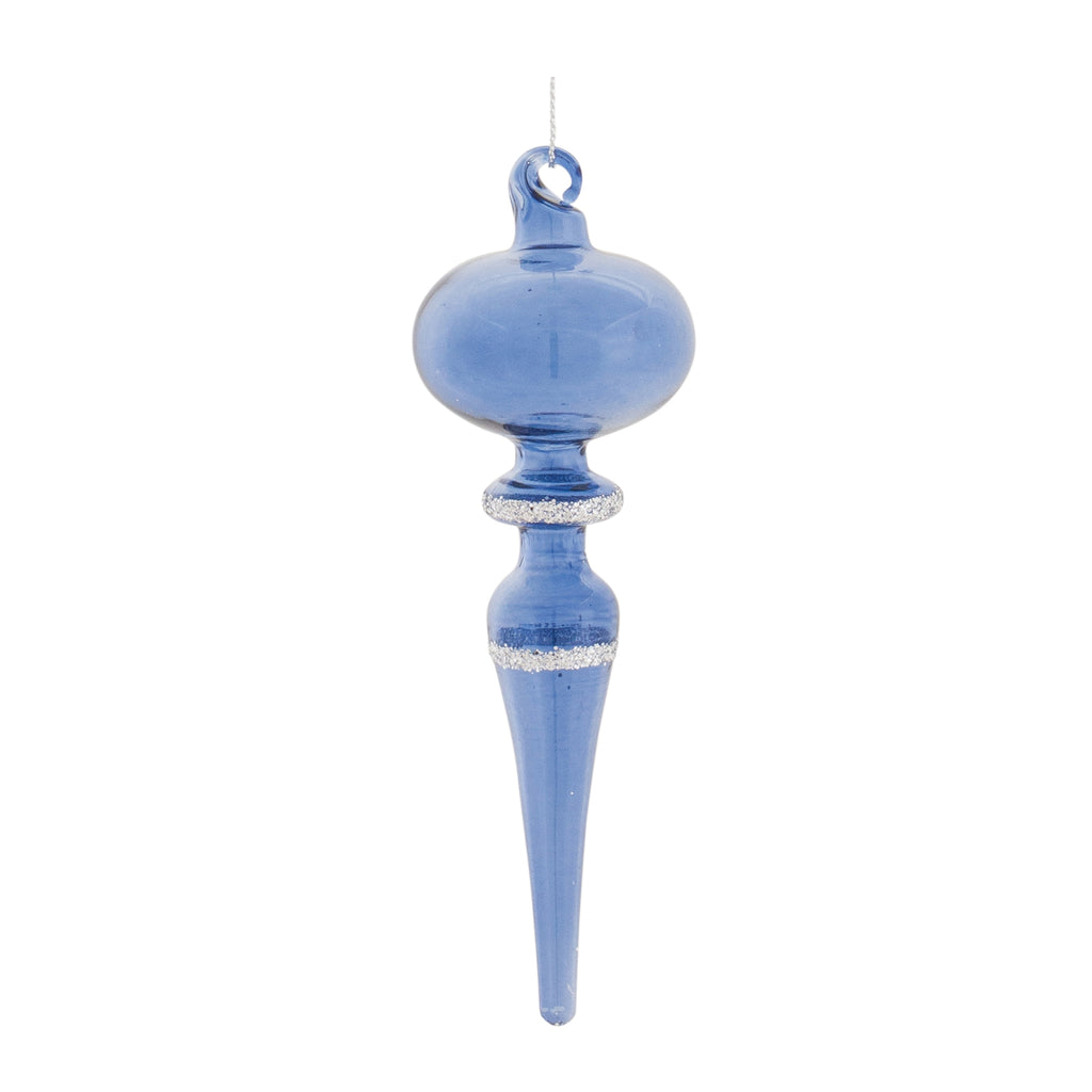 Blue Glass Finial Drop Ornament (Set of 12)