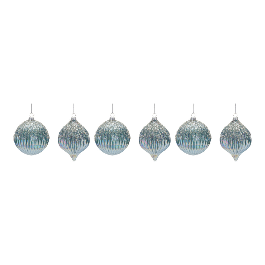 Beaded Irredescent Glass Ornament (Set of 6)