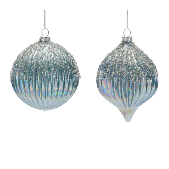 Beaded-Iridescent-Glass-Ornament,-Set-of-6-Ornaments