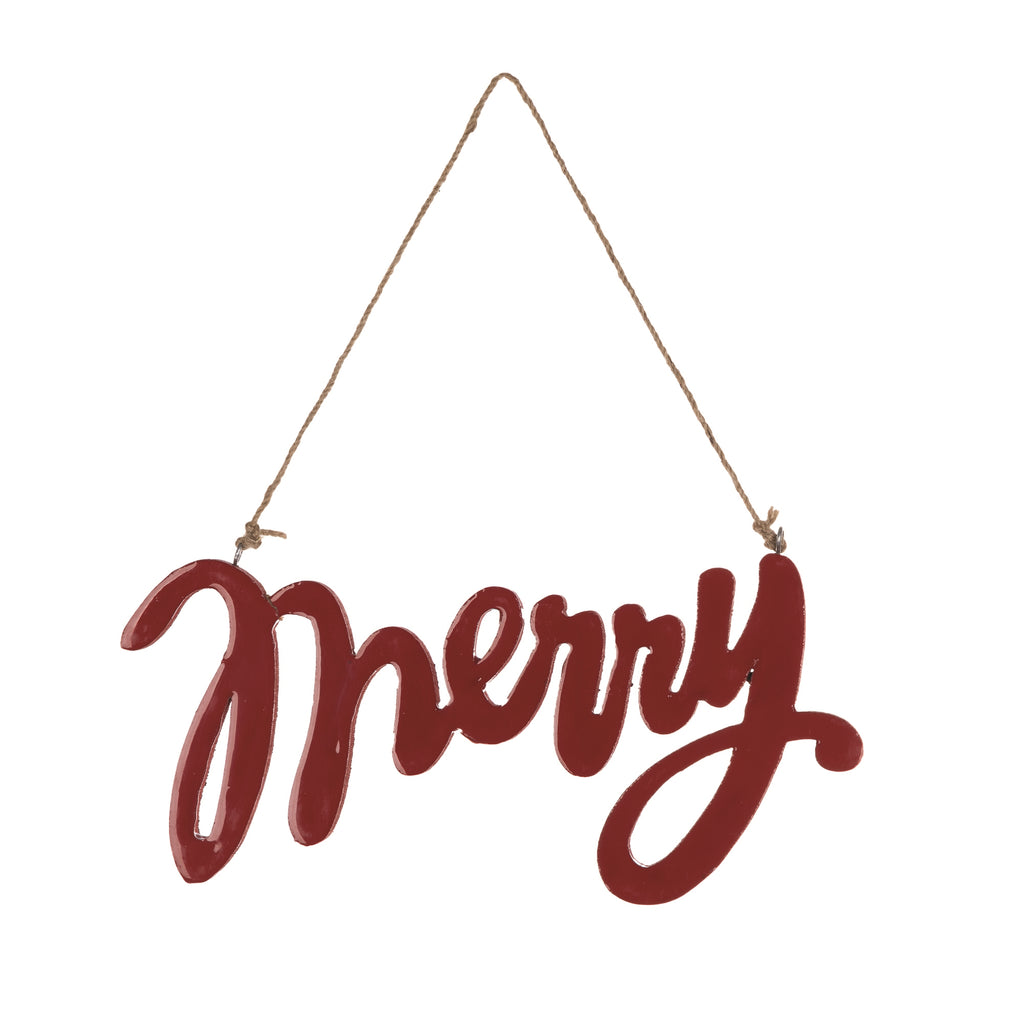 Wood Hanging Merry Sign (Set of 6)