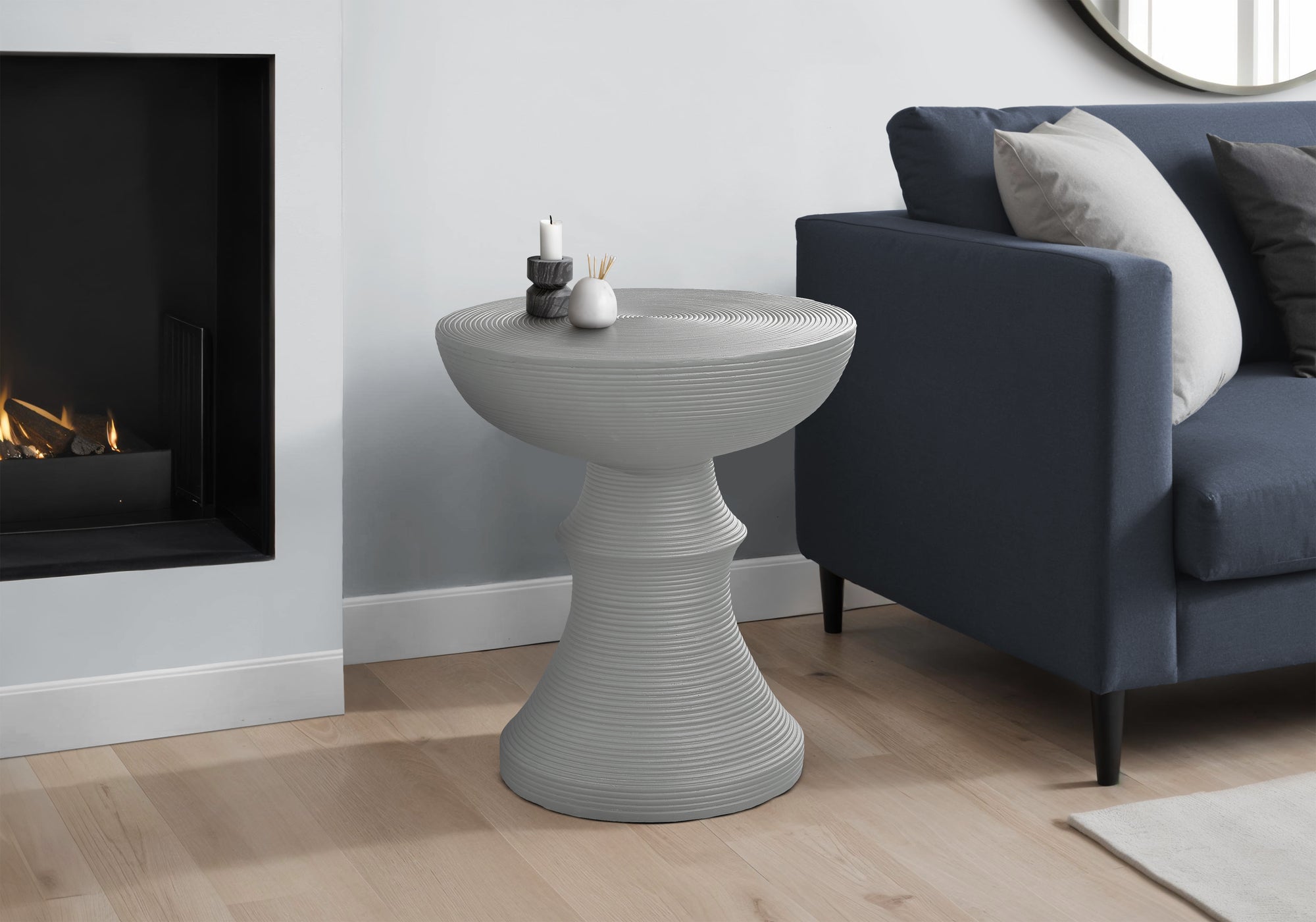 Modern Transitional Pedestal Indoor Outdoor Accent Table