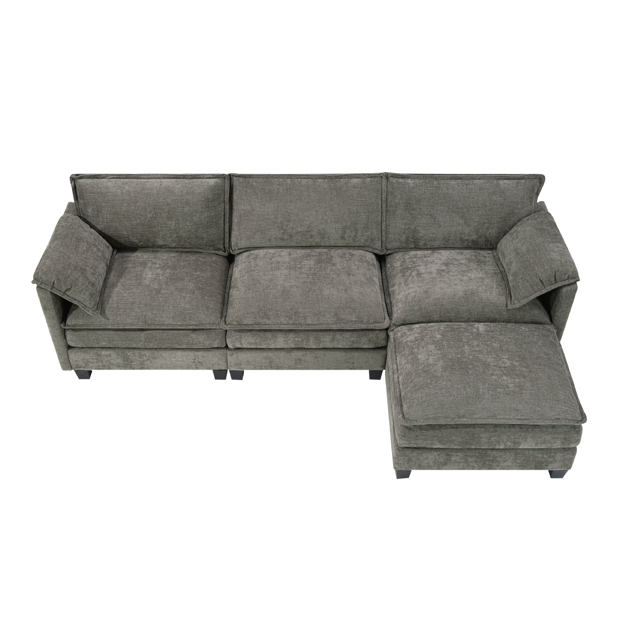 L-Shaped Corduroy Corner Sofa with Storage Armrest Cushions