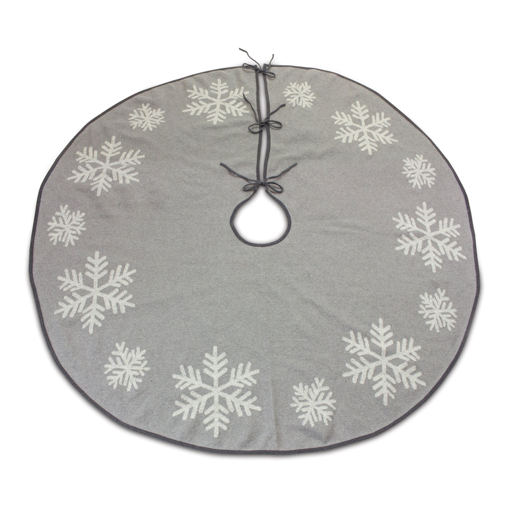 Grey Woven Snowflake Tree Skirt 48"