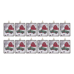Glass Truck and Barn Ornament (Set of 12)