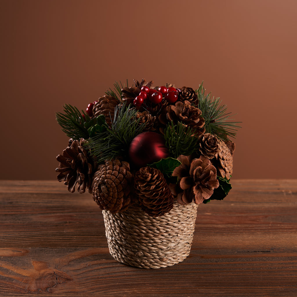 Potted-Pinecone-Ornament-Arrangement,-Set-of-2-Faux-Florals
