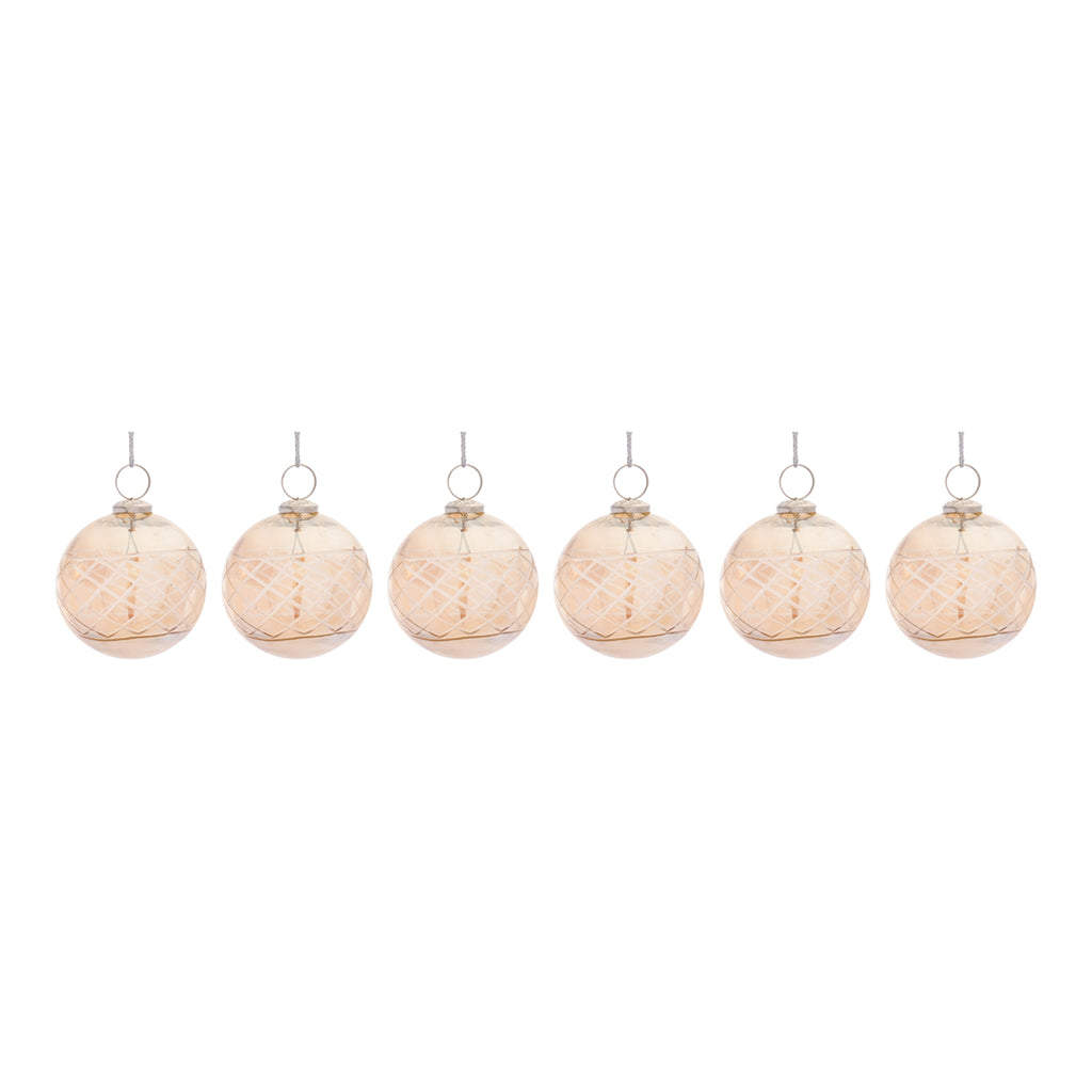Etched Glass Ball Ornament (Set of 6)