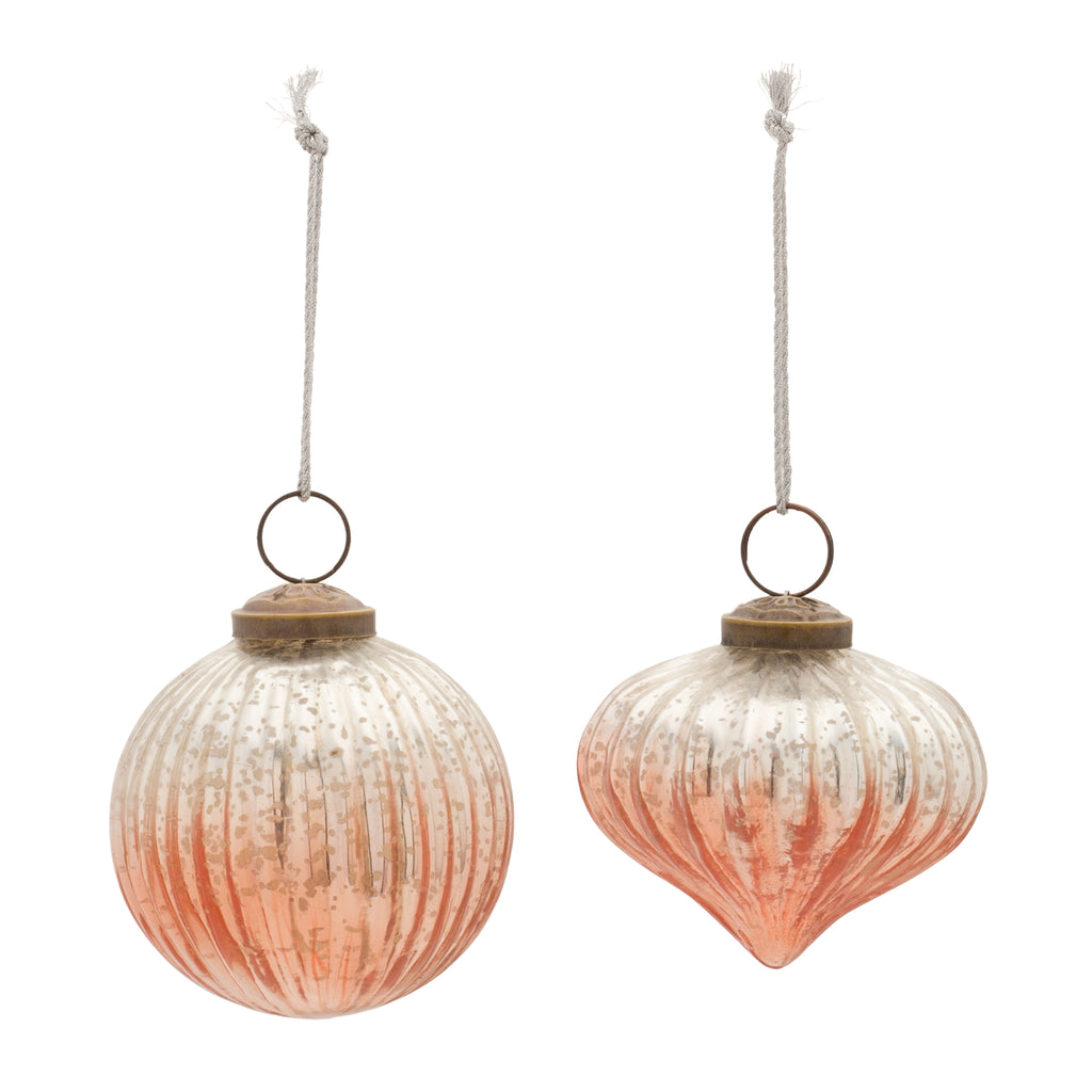 Ribbed Glass Ombre Ornament (Set of 6)