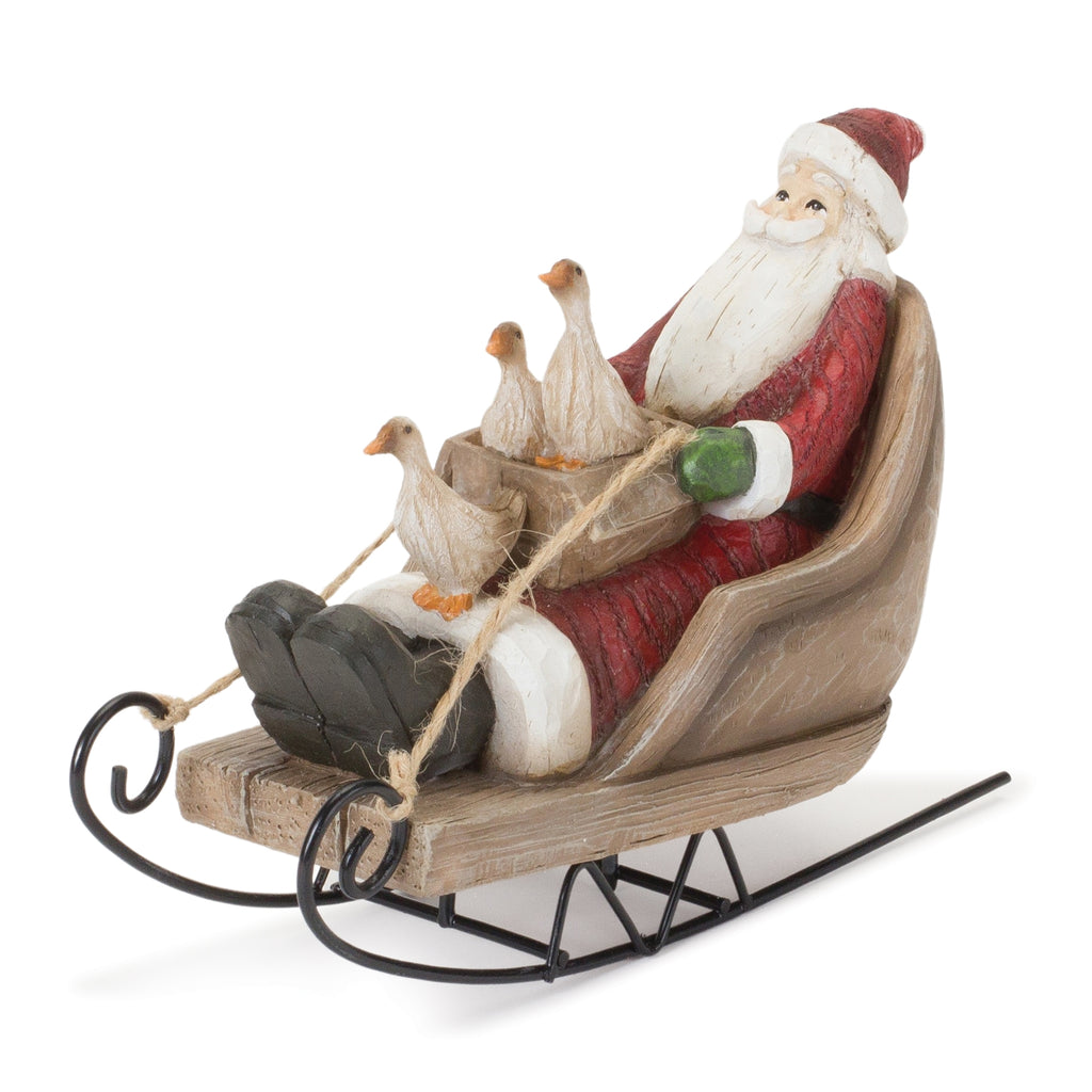 Farmhouse Santa on Sled Figurine (Set of 2)
