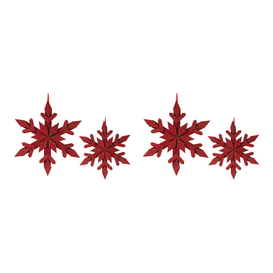 Fir Wood Snowflake Ornament, Set of 4