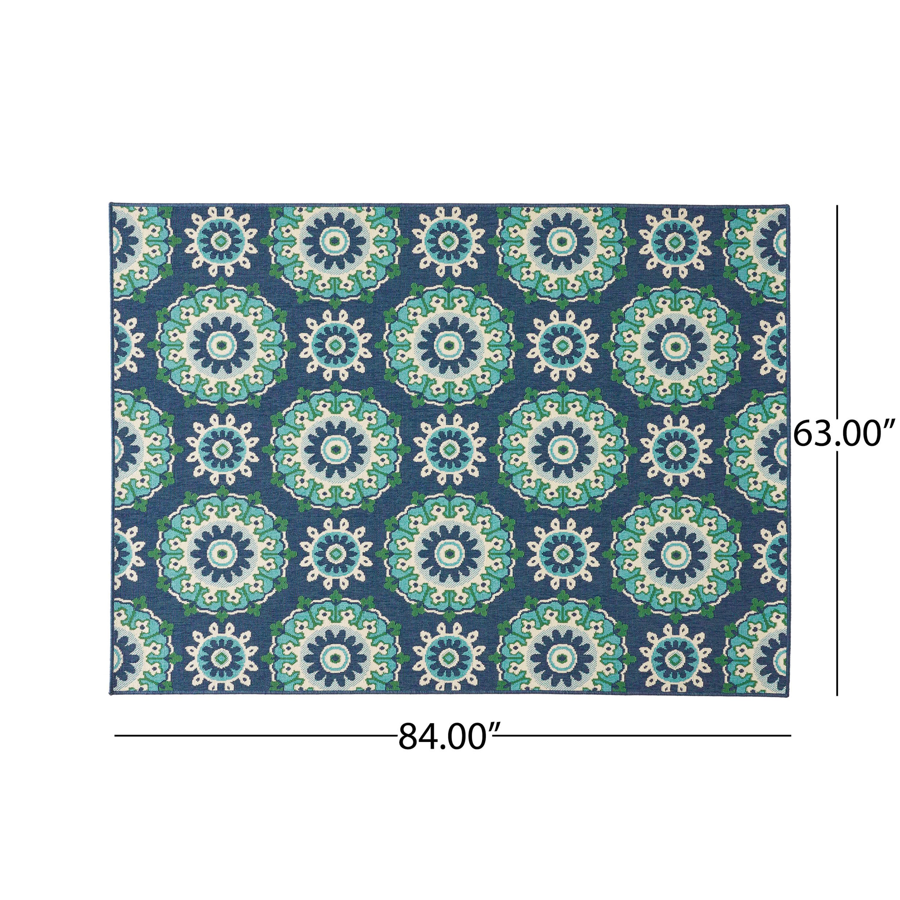 84"x63" Outdoor Rug with Loop Pile Texture