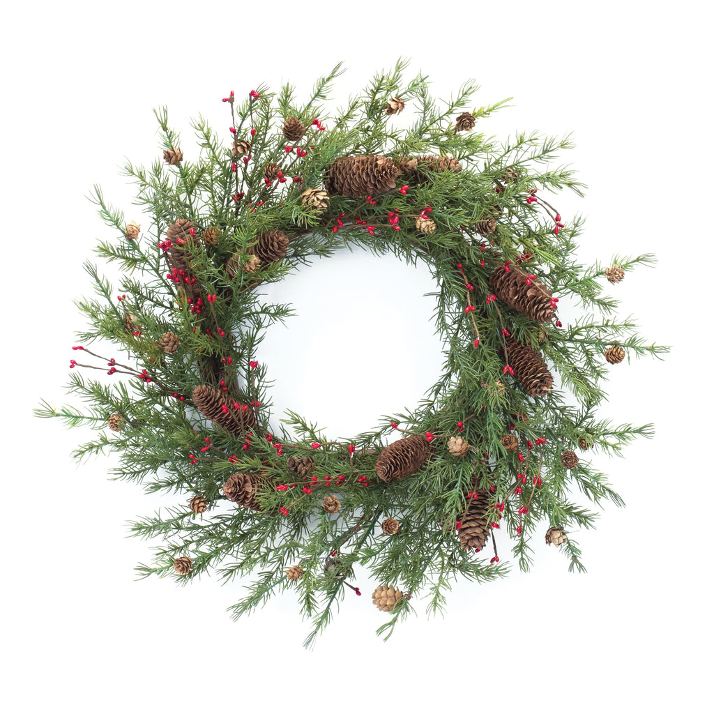 Pine Cone Berry Wreath 26"