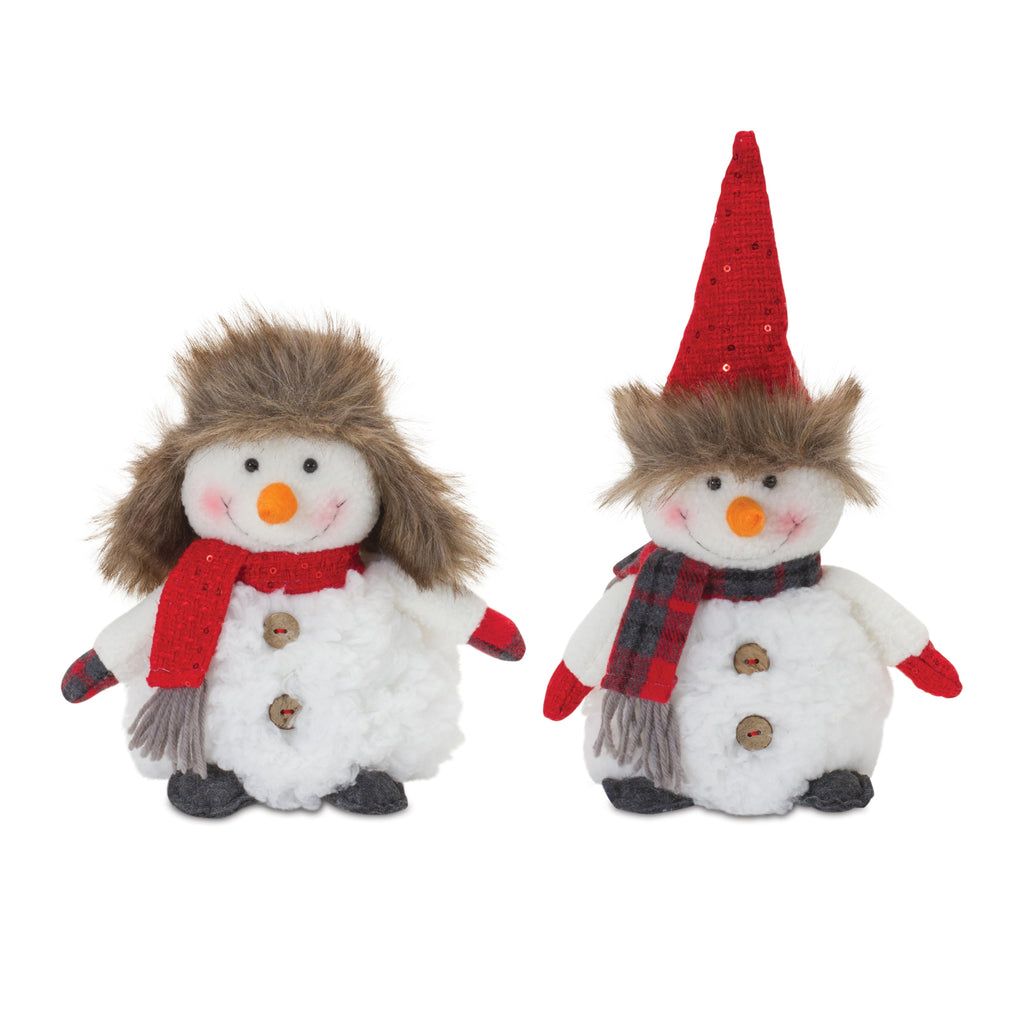 Plush-Snowman-with-Hat-and-Scarf-(Set-of-2)-Decor