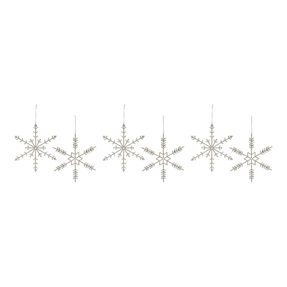 Jeweled Metal Snowflake Ornament, Set of 6