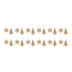 Glittered Pine Tree and Snowflake Ornament (Set of 12)