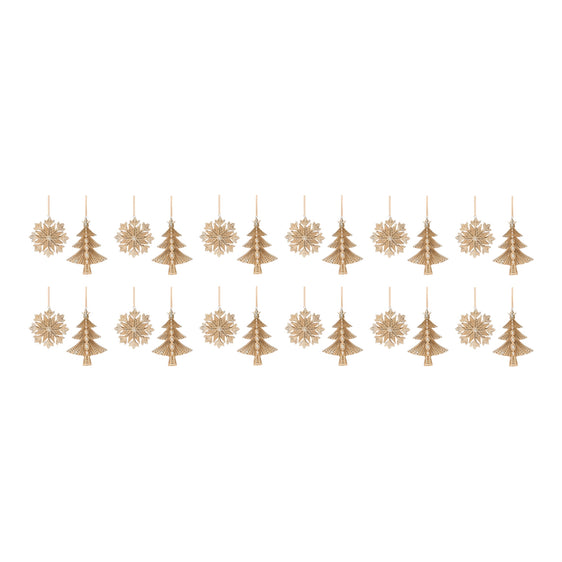 Glittered Pine Tree and Snowflake Ornament, Set of 12