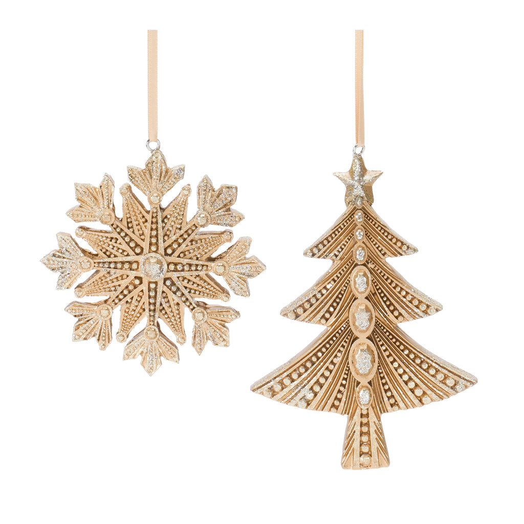 Glittered-Pine-Tree-and-Snowflake-Ornament-(Set-of-12)-Ornaments