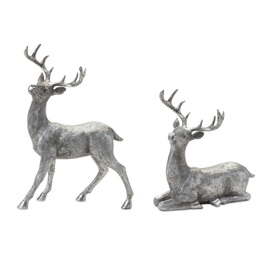 Silver-Deer-Statue-(Set-of-2)-Decor