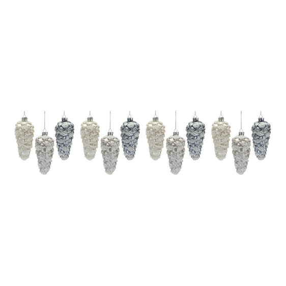 Beaded Glass Pinecone Ornament, Set of 12