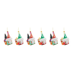 Glass Santa Gnome Ornament (Set of 6)