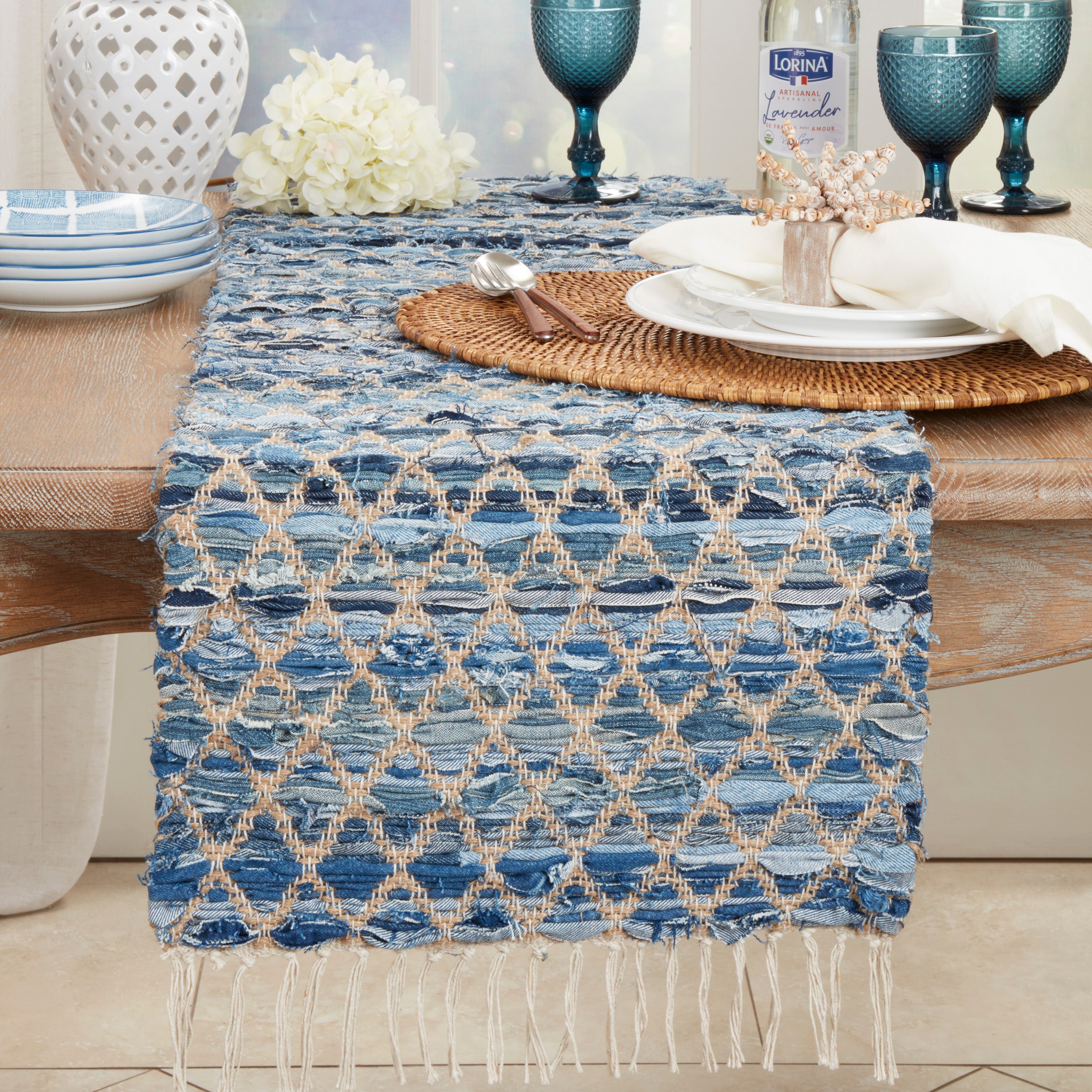 Woven Chindi Net Fringed Table Runner
