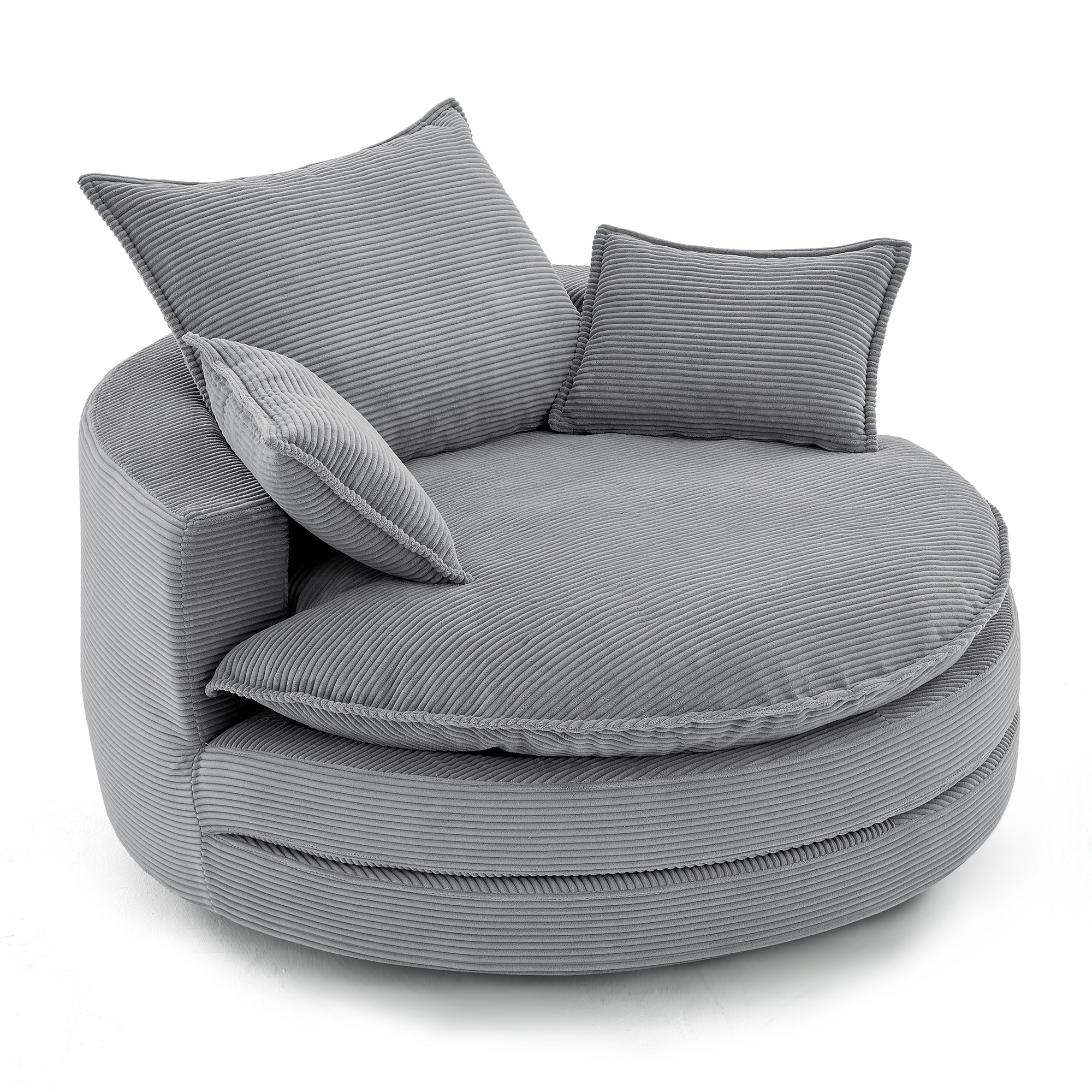 Corduroy 360° Swivel Accent Barrel Chair with 3 Removable Pillows