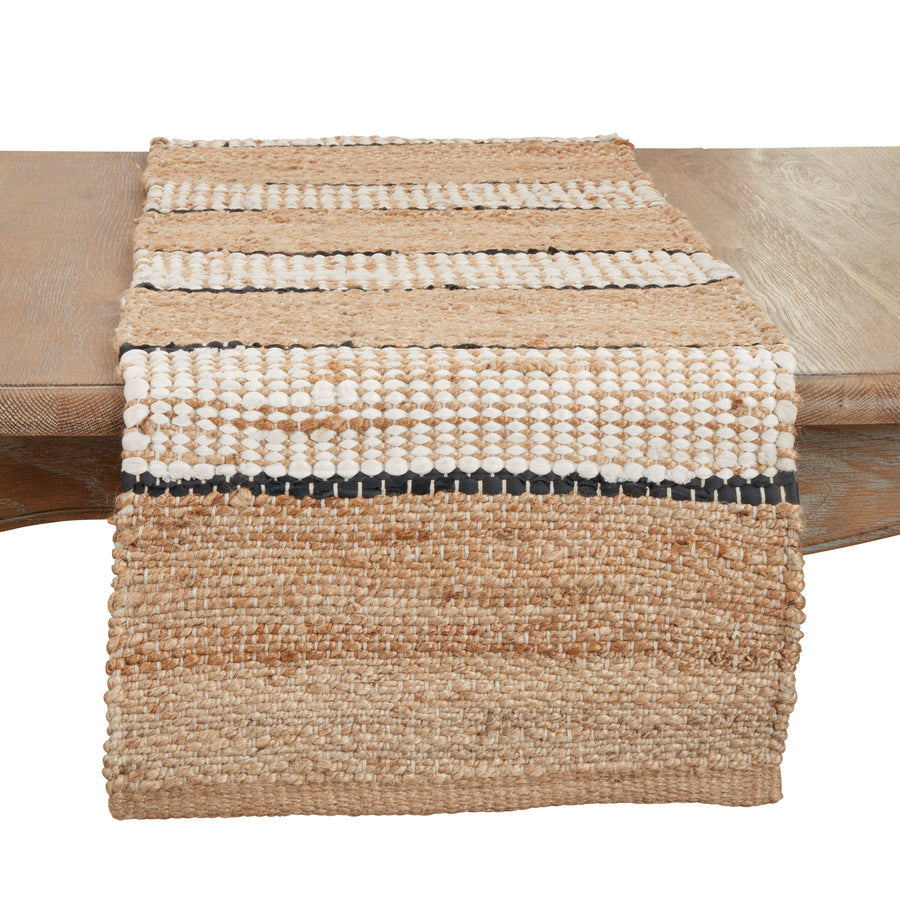 Earthy Jute Stripe Table Runner