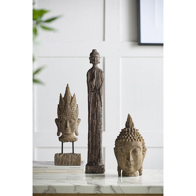 Meditating Buddha Head Sculpture, Large