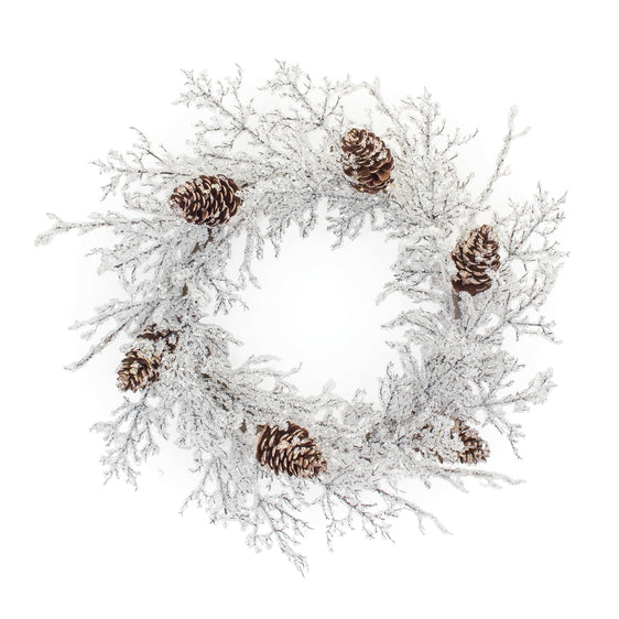 Iced Twig Pinecone Wreath 24"