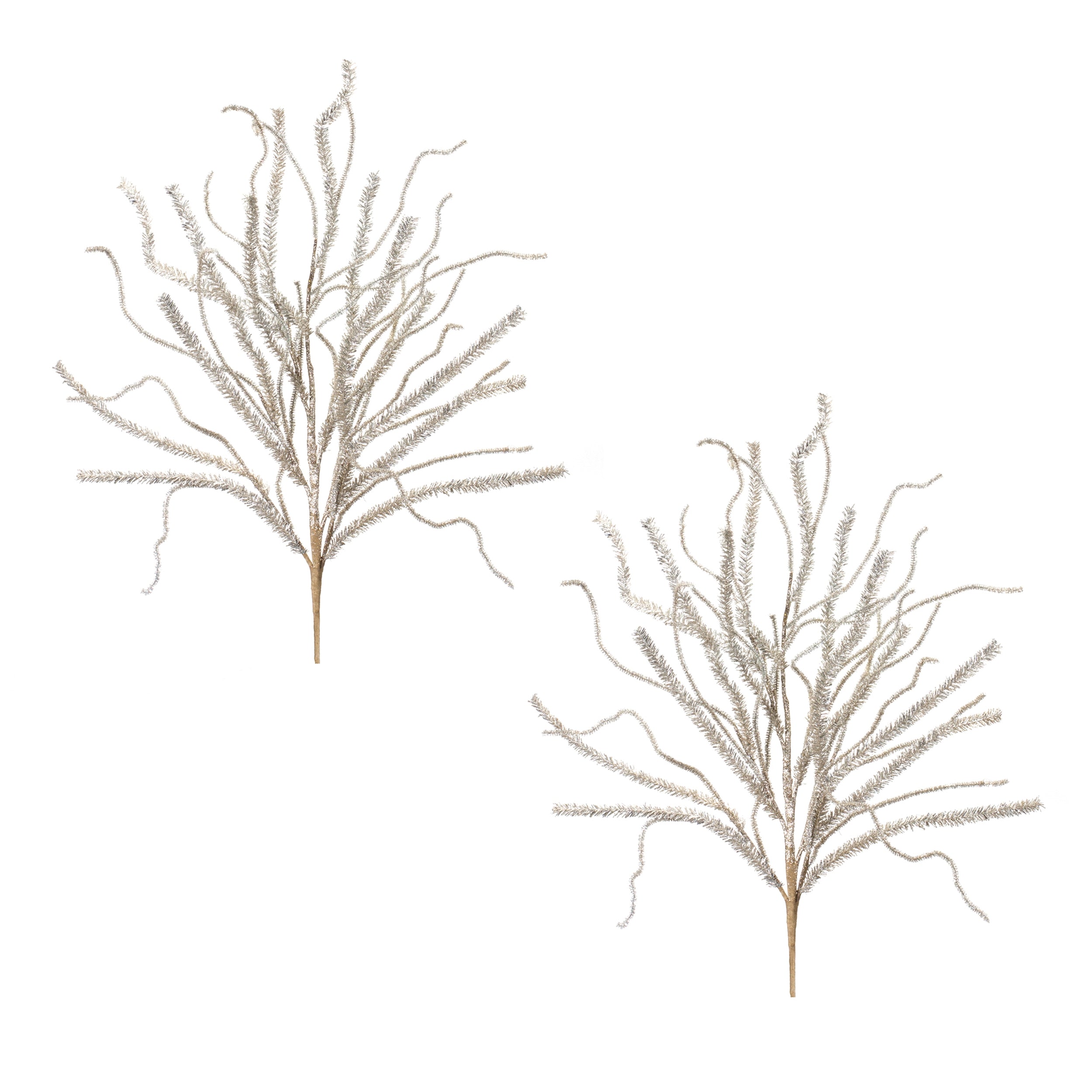 Glittered Pine Tinsel Branch, Set of 2