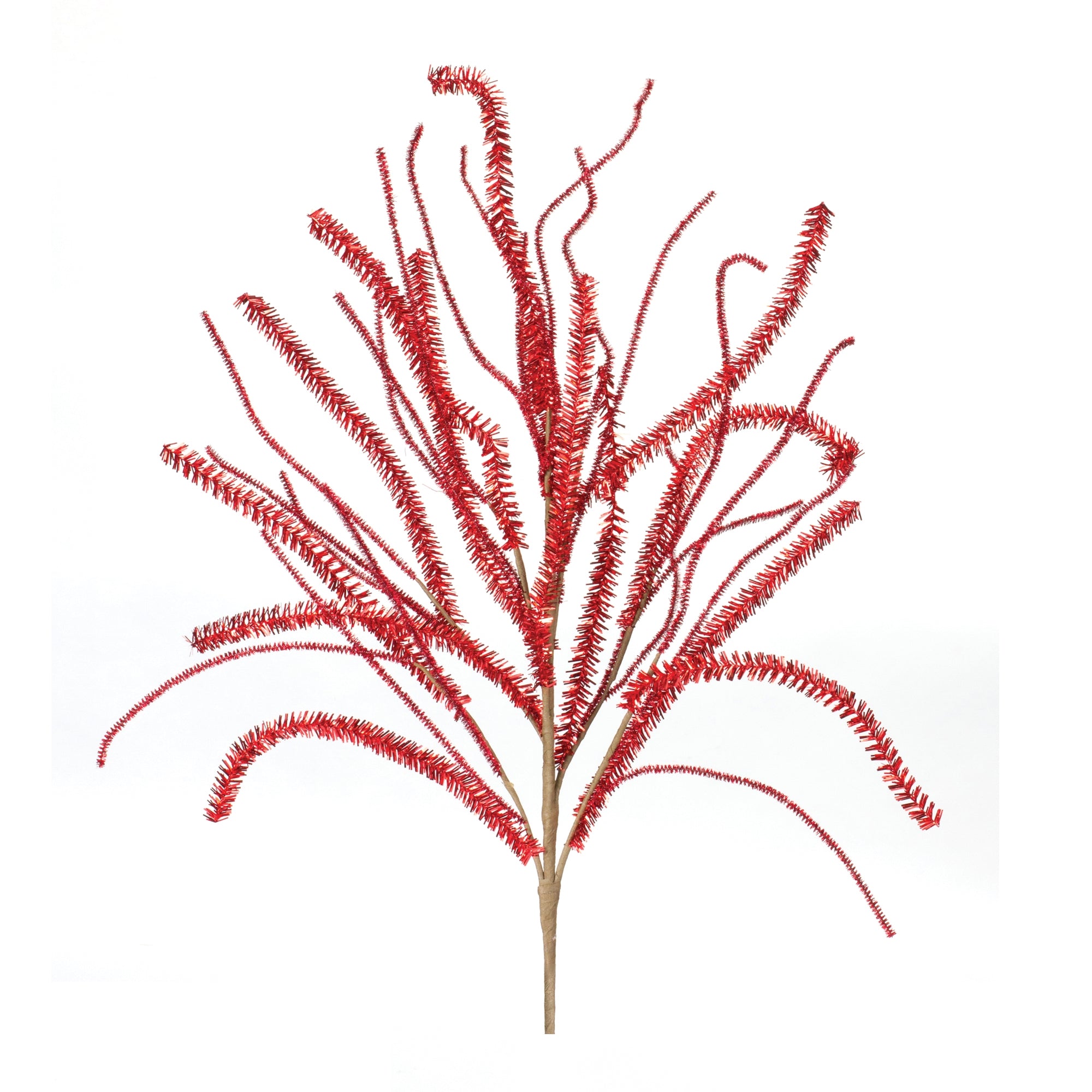 Glittered Pine Tinsel Branch in Red, Set of 2