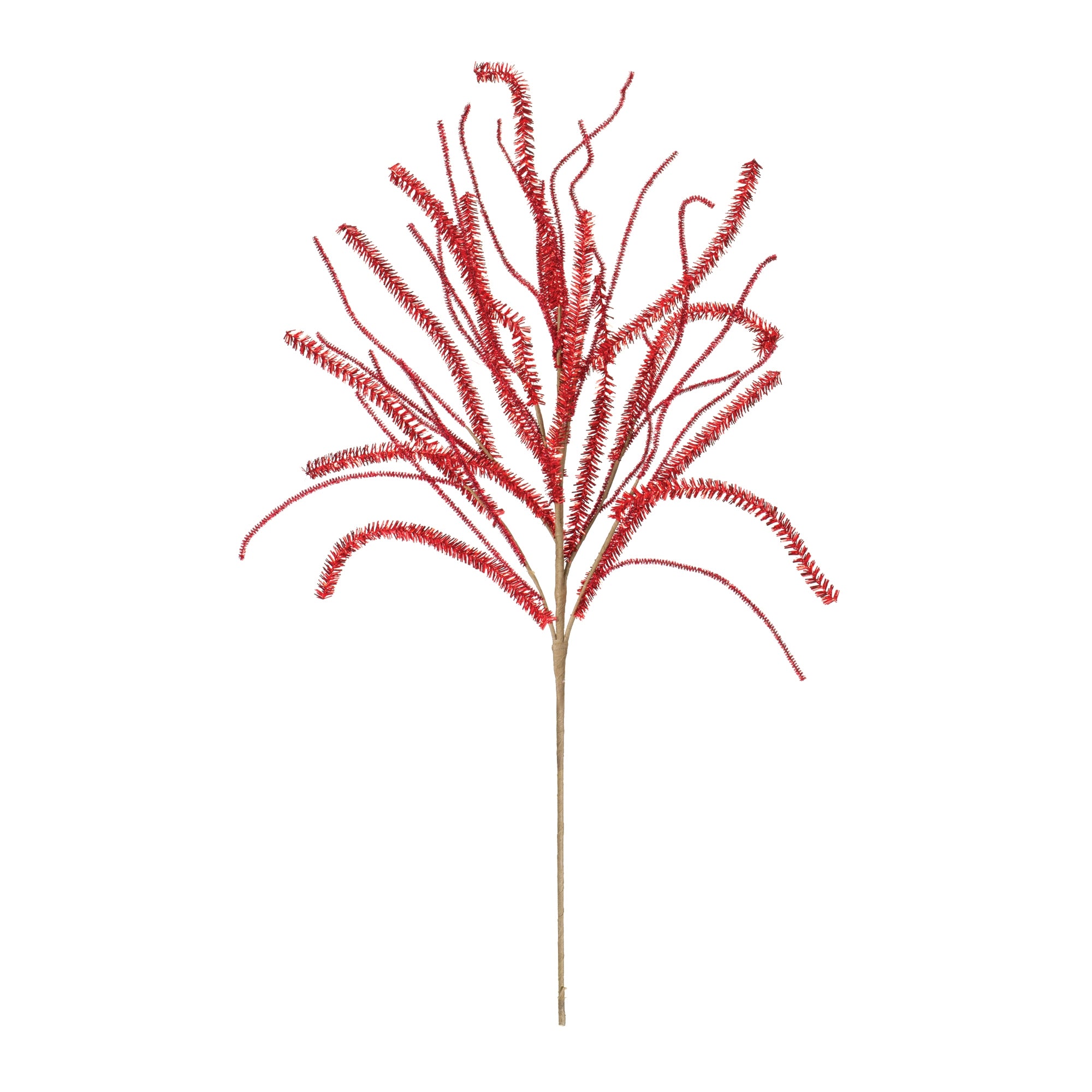Glittered Pine Tinsel Branch in Red, Set of 2