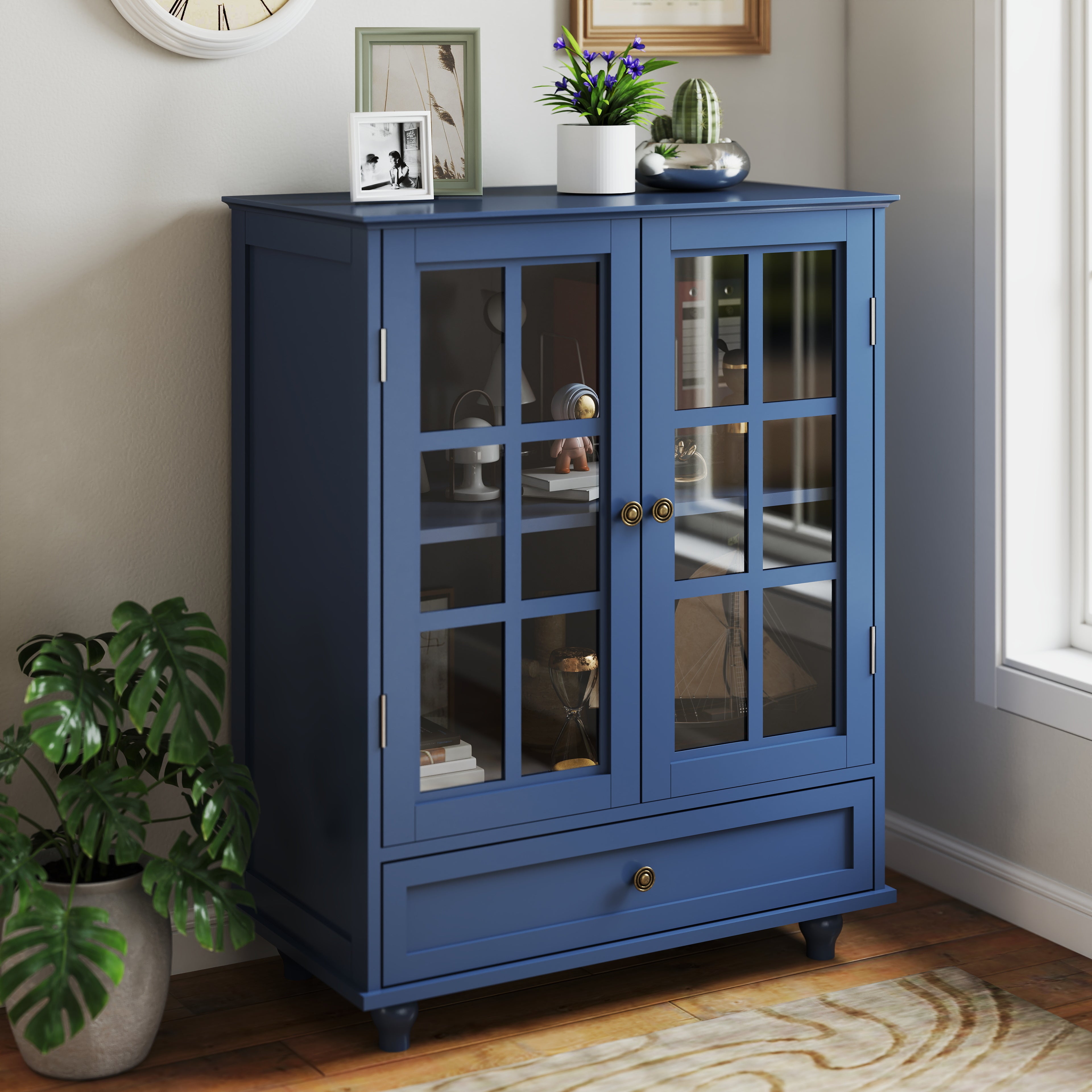 Double Glass Door Accent Cabinet