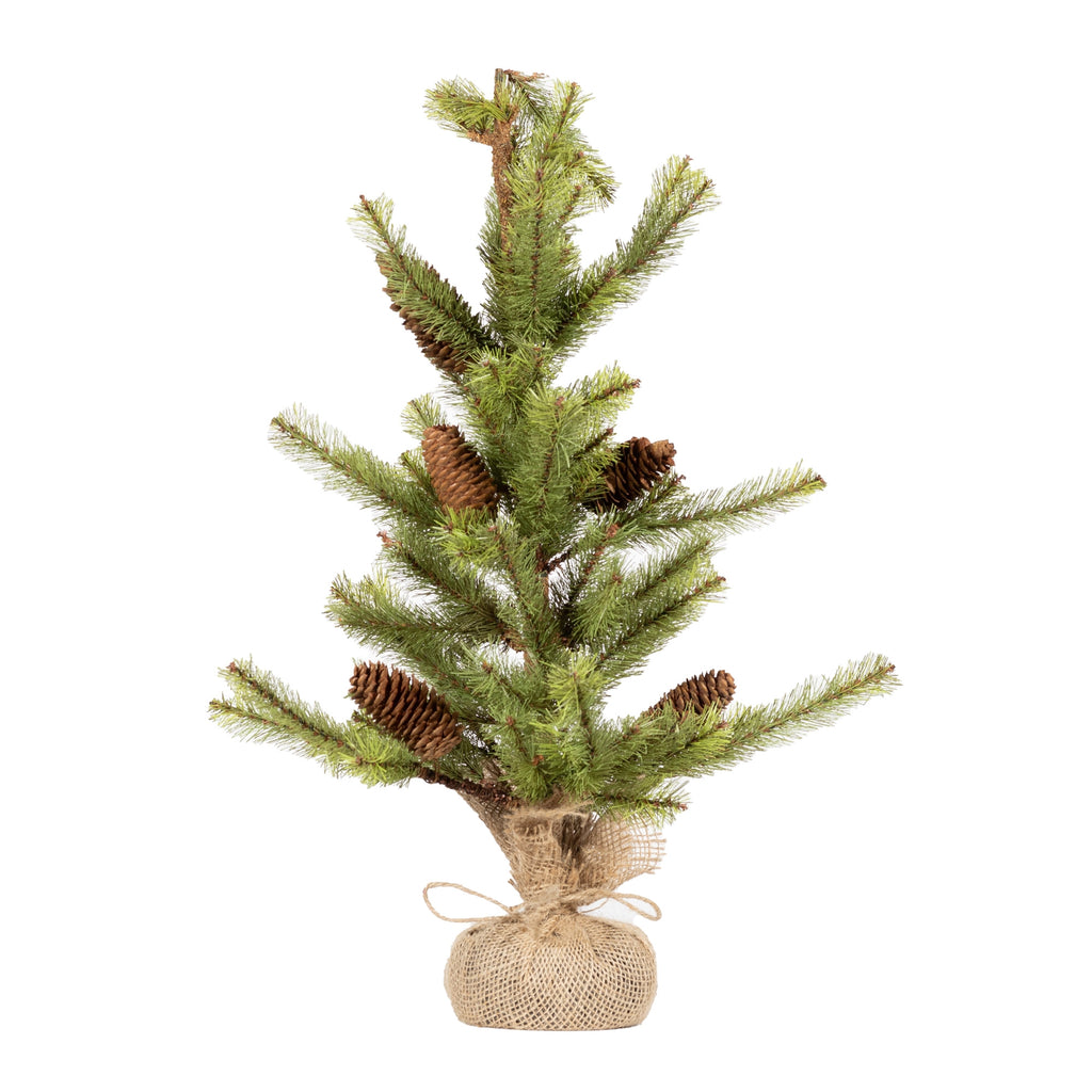 Pine-Tree-with-Burlap-Base-(Set-of-2)-Faux-Florals
