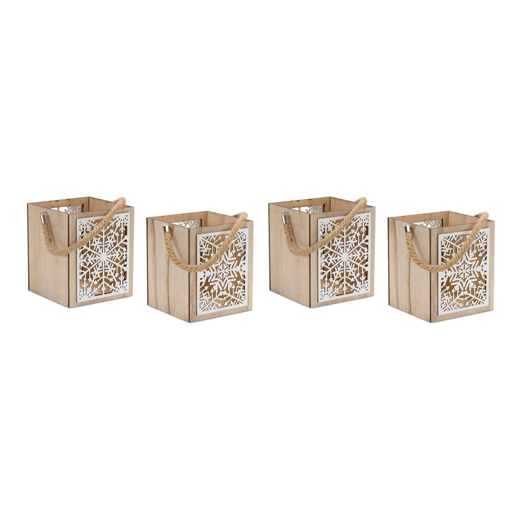 Wooden Snowflake Lantern (Set of 4)