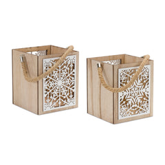 Wooden-Snowflake-Lantern-(Set-of-4)-Decor