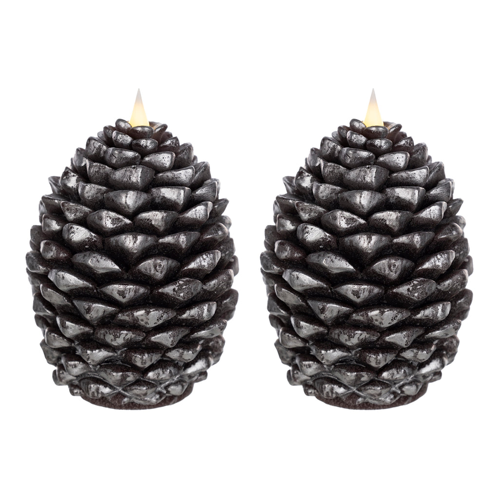 LED Pine Cone Candle, Set of 2