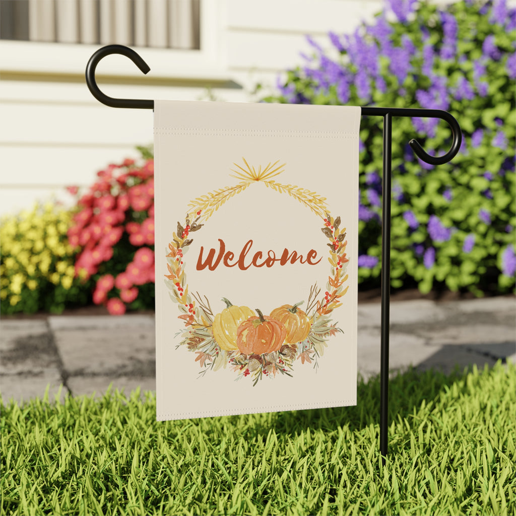 Welcome Harvest Wreath Garden & House Banner