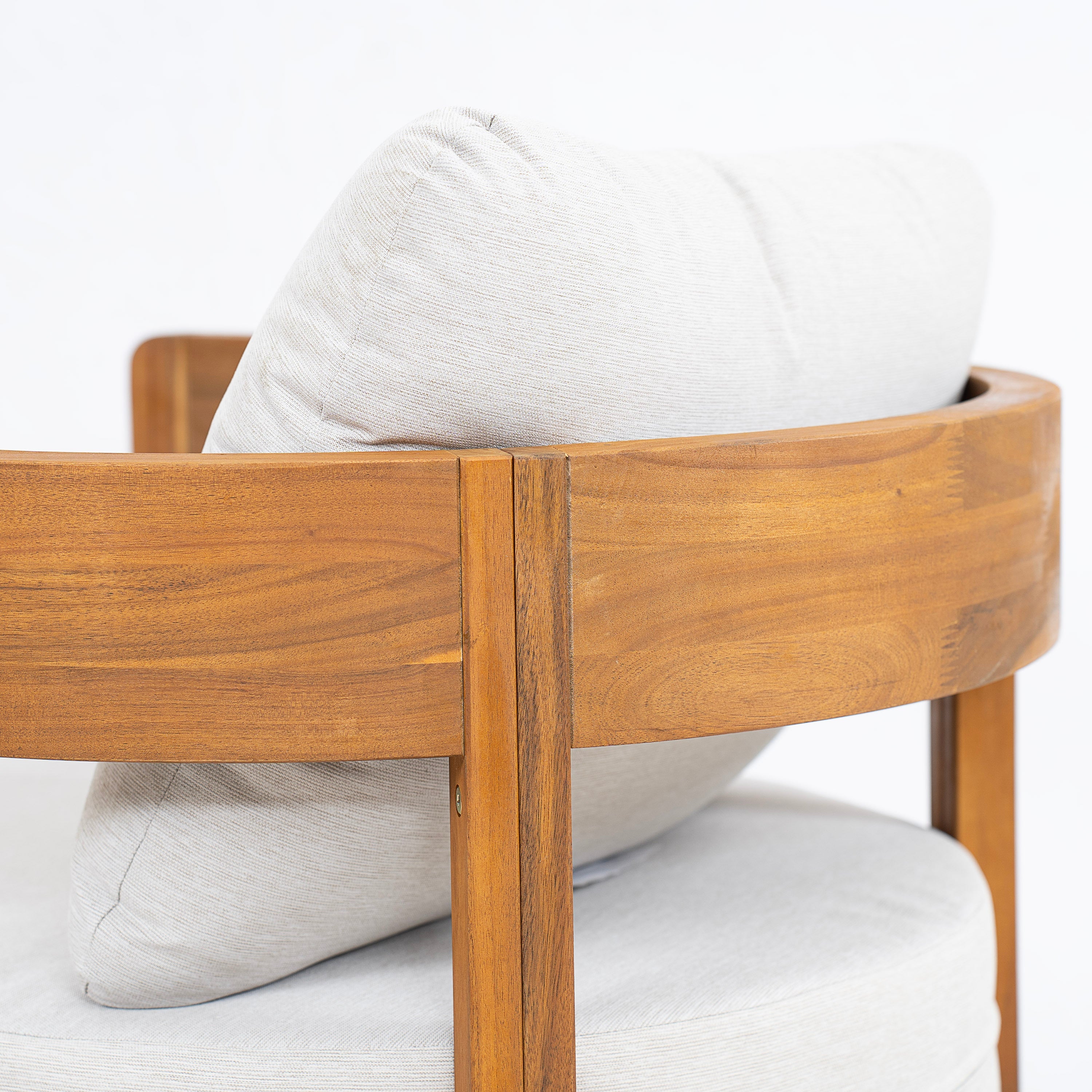 Telluride Outdoor Wood Swivel Club Chair with Beige Cushion