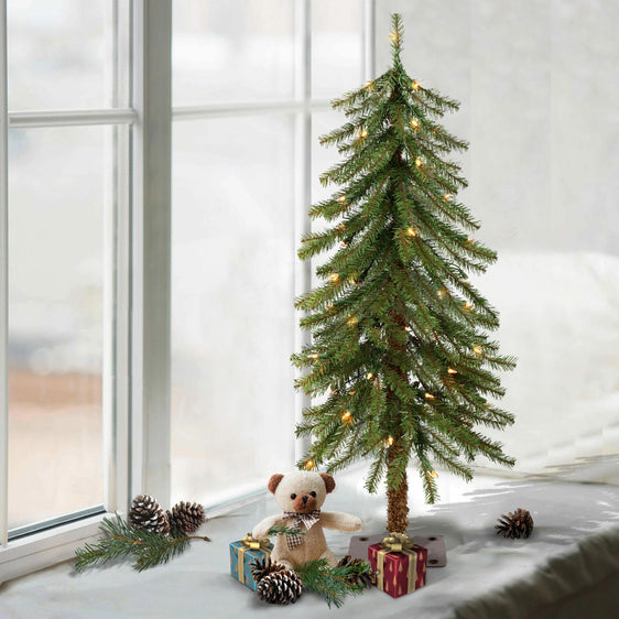 Pre-lit 3 ft Alpine Artificial Christmas Tree