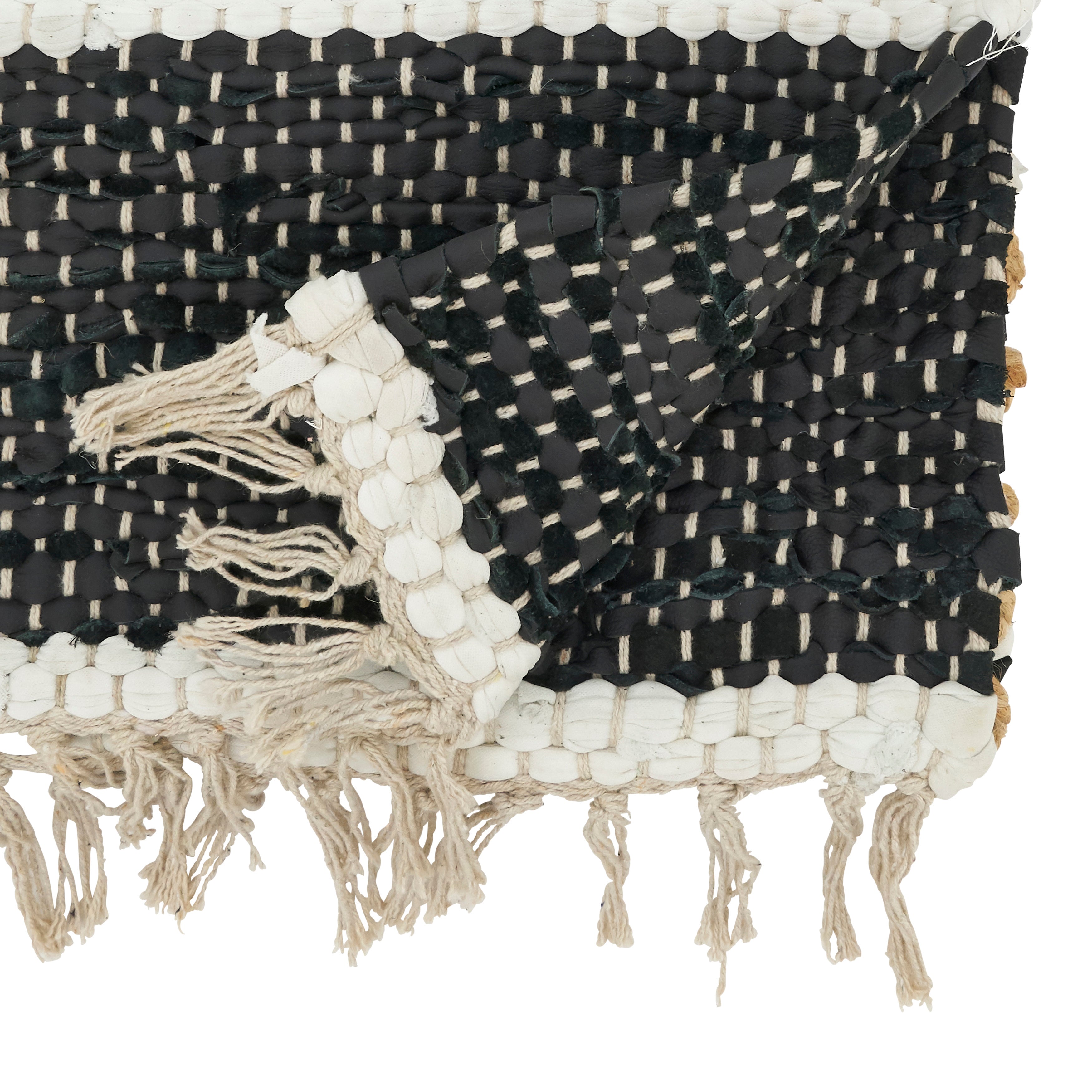 Boho Leather Chindi Fringed Table Runner