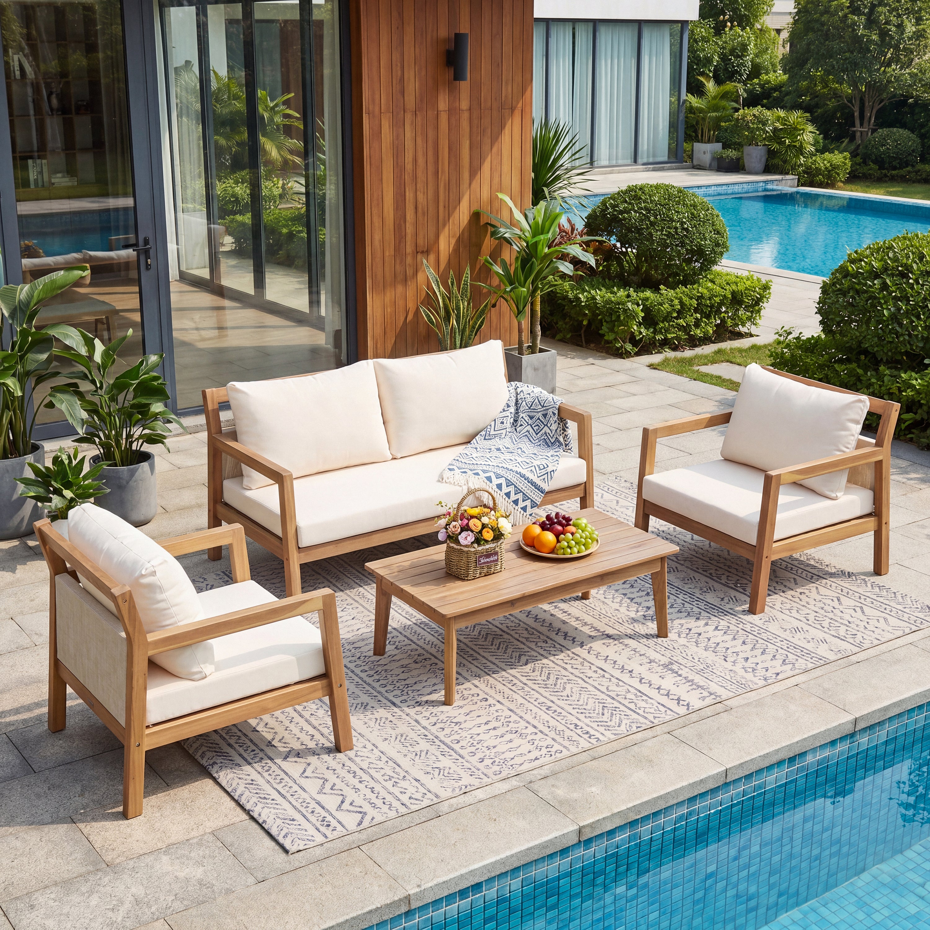 Pablo 4 Piece Outdoor Patio Chat Set
