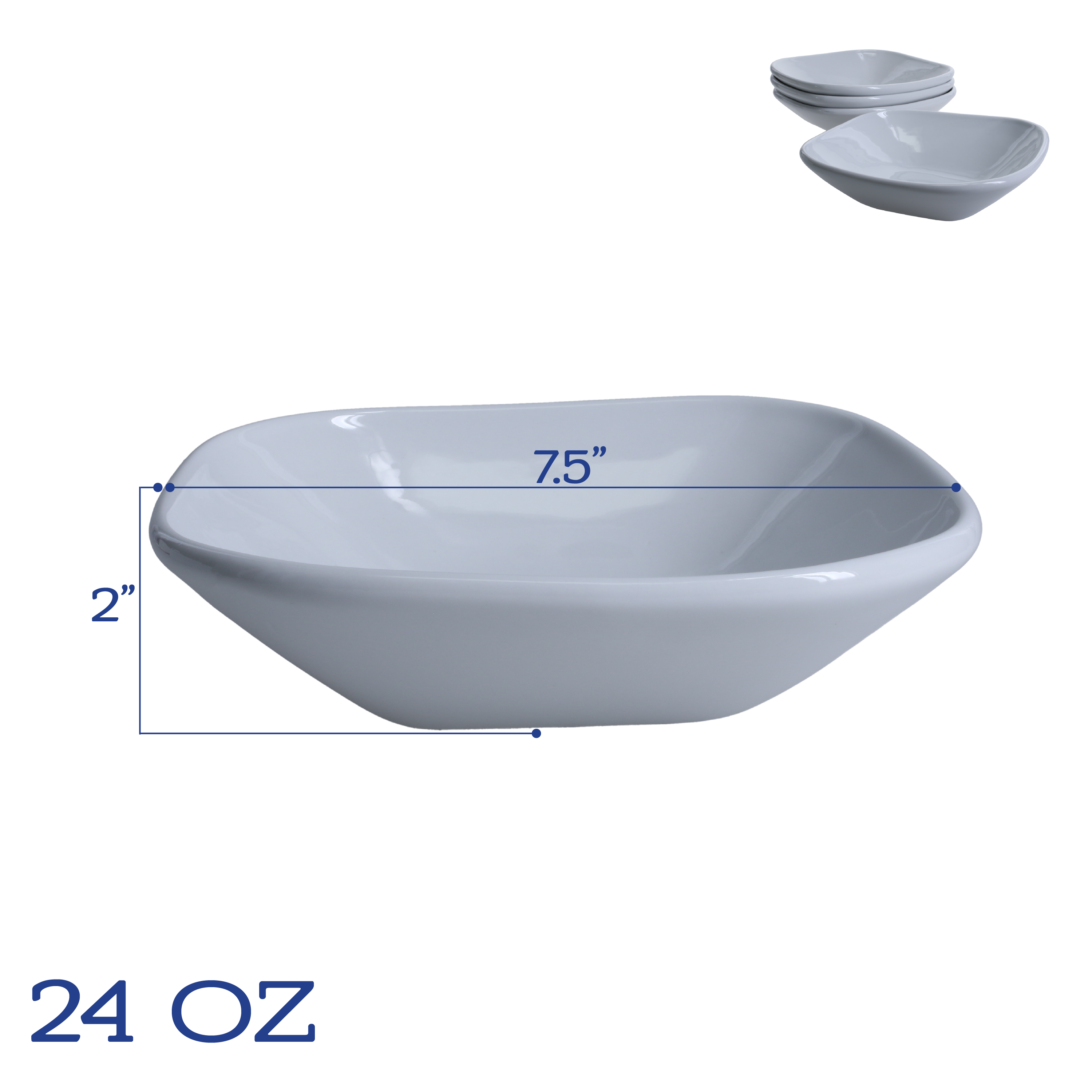 Impulse Square Dinner Bowls, Set of 4