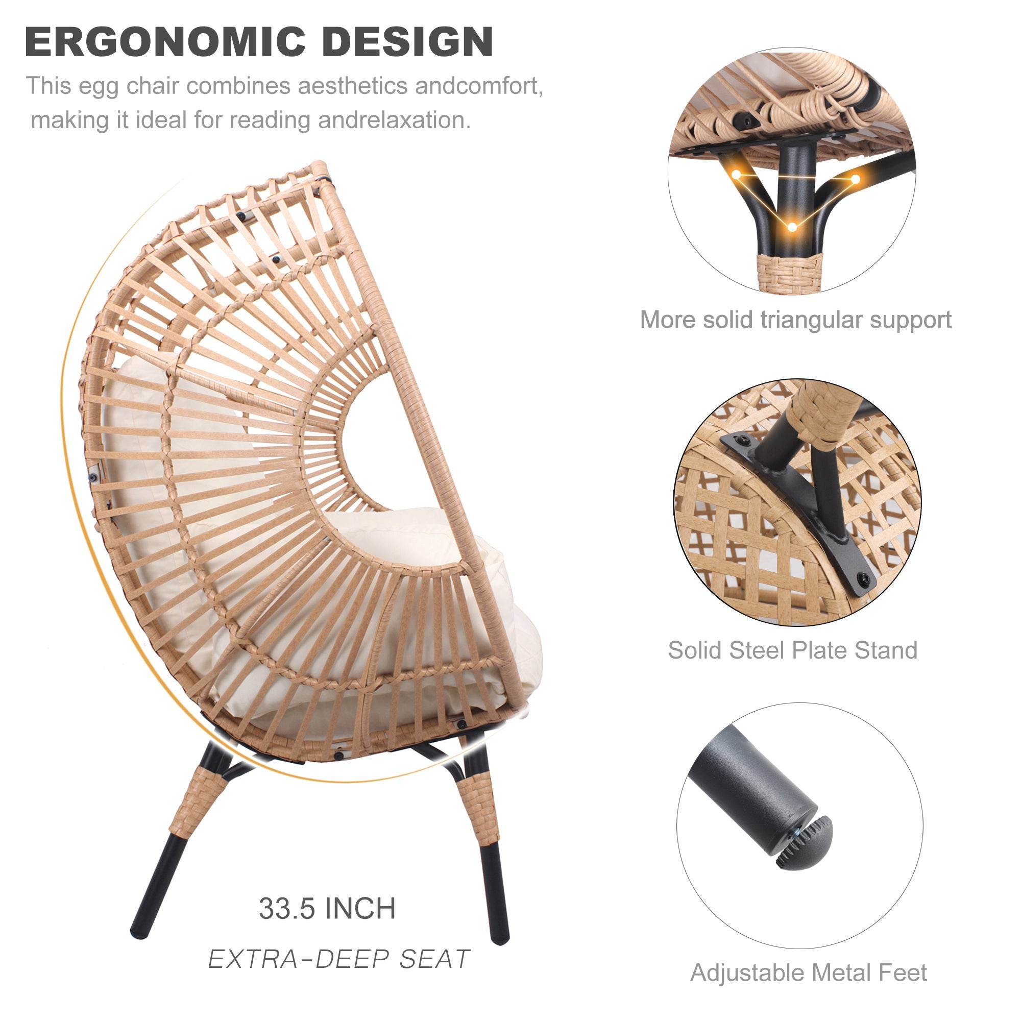 New Style PE Wicker Weaving Patio Egg Chair