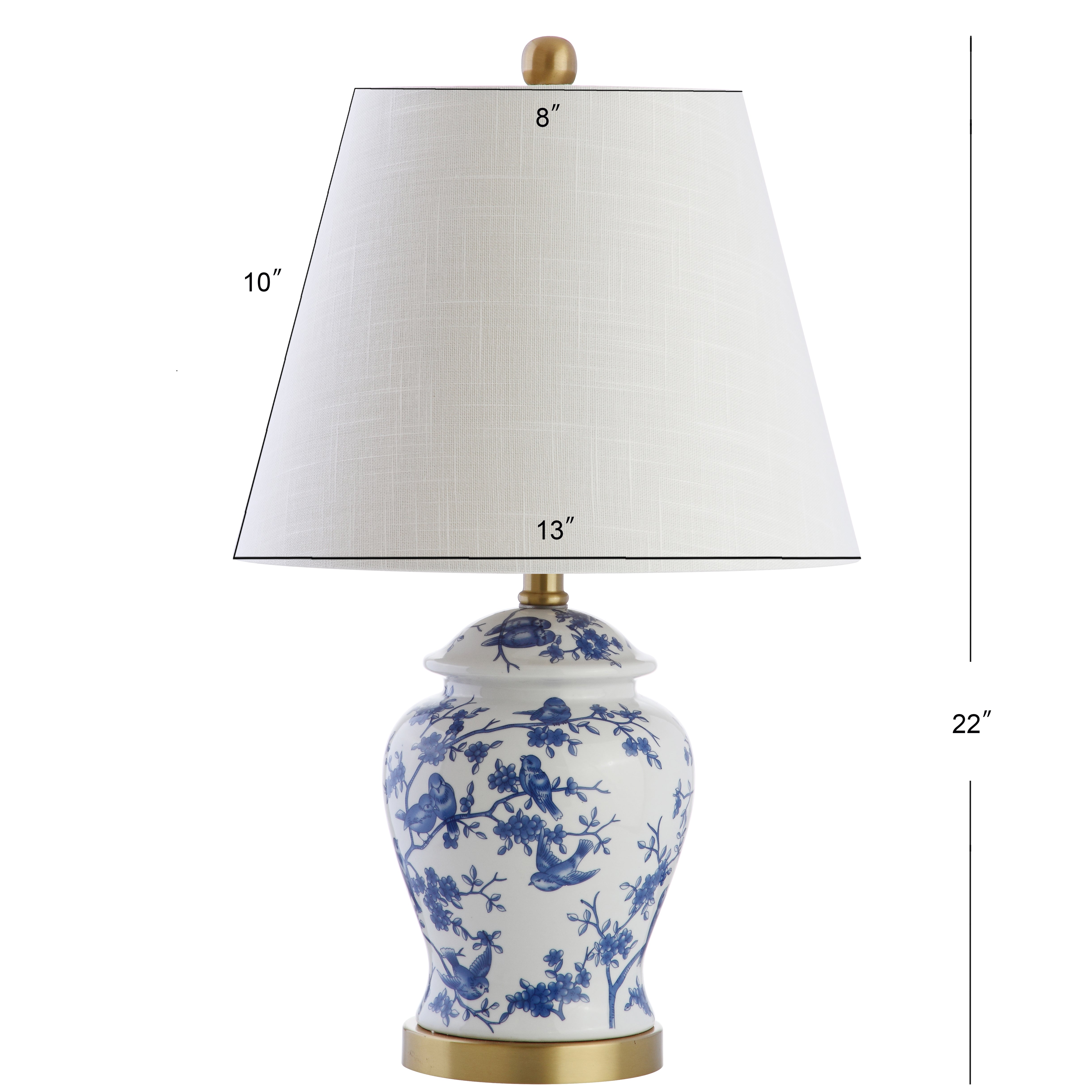 Penelope French Country Cottage Ceramic/Iron Chinoiserie Ginger Jar LED Table Lamp